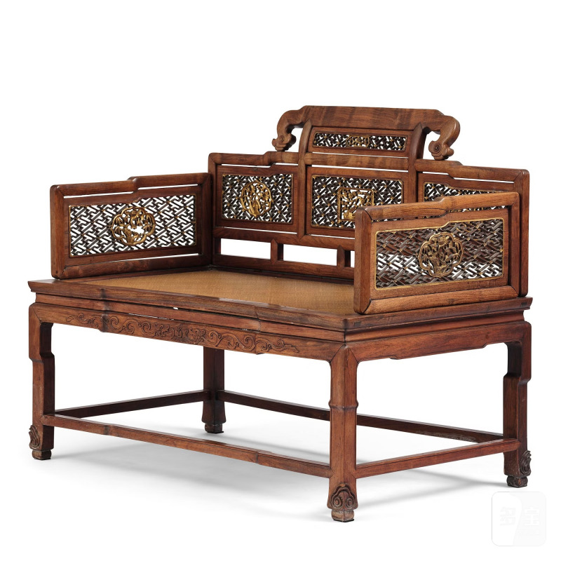 A Chinese hardwood throne chair/day bed,